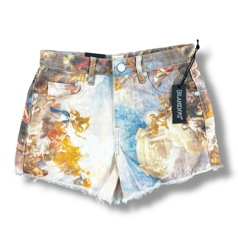 Blank NYC Multi-Color Printed Denim Jean Shorts